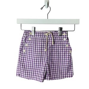 Olive Juice Purple Harbor Cream Gingham Shorts 7